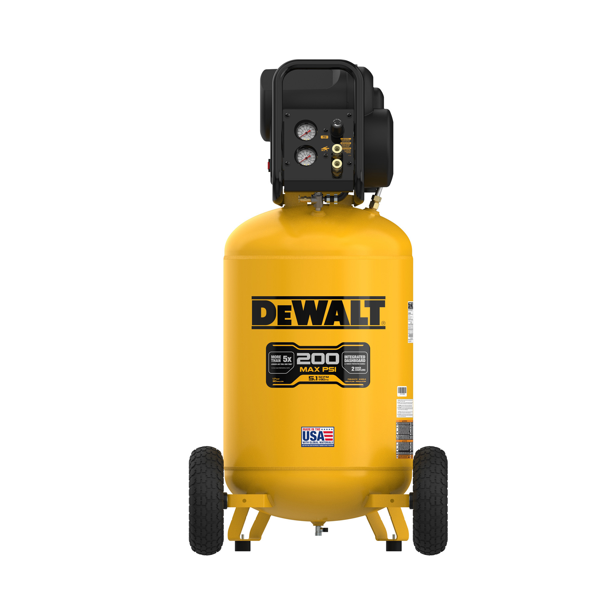 DEWALT Vertical Stationary Electric Air Compressor, 30 Gallon, 200 PSI, 1.7HP, Model# DXCM305